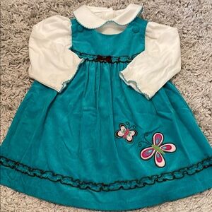 Sophie Rose Teal Butterfly Dress w/Bodysuit, Size 24 Months